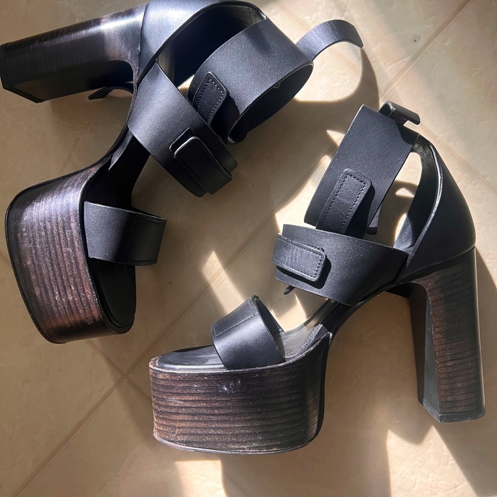 Rick Owens Black and Brown Platform Sandals